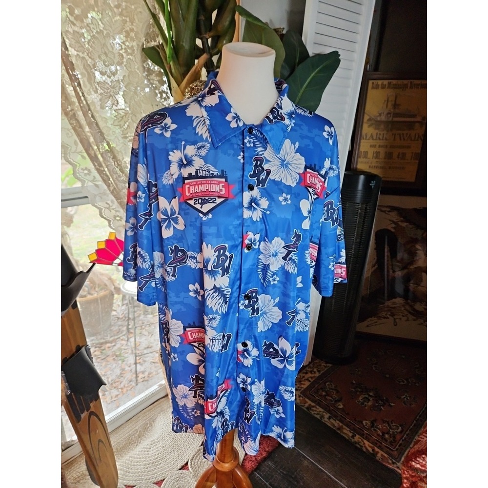 Pensacola Blue Wahoos Hawaiian Shirt 2022 Southern League‎ Champions Baseball XL